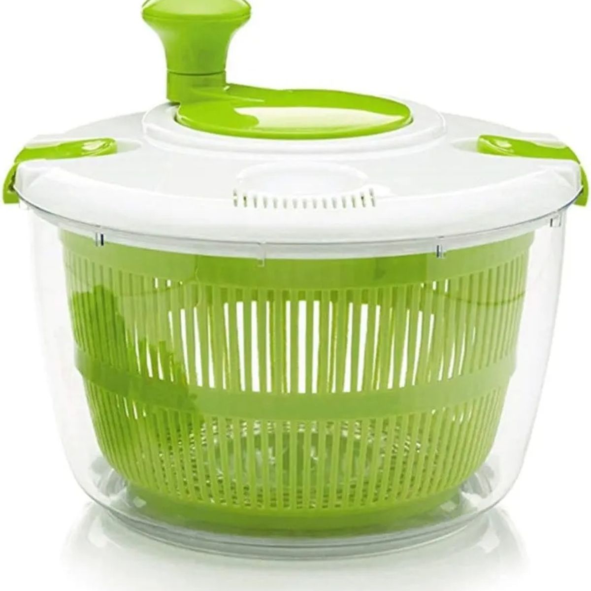 GENERICO - X2 Centrifuga Verduras Secador De Verdura Manual Ensaladas 687 Blanco/verde 3 Litros