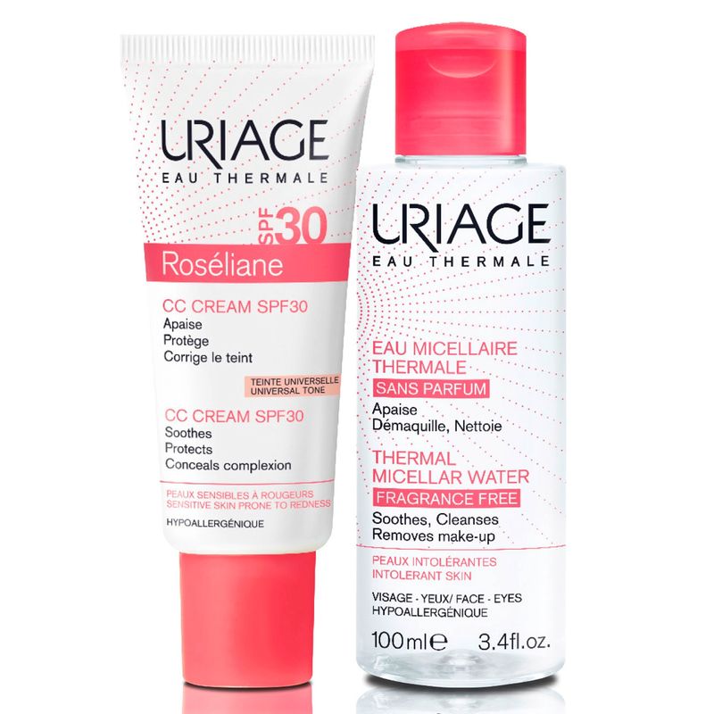 URIAGE - Pack Roseliane Cc Cream Spf30 40 Ml Y Agua Micelar Piel Intolerante 100 Ml