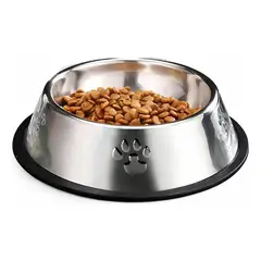 GENERICO - X2 Comedero Perro Platos Para Perros Gatos Mascotas 26cm Plateado