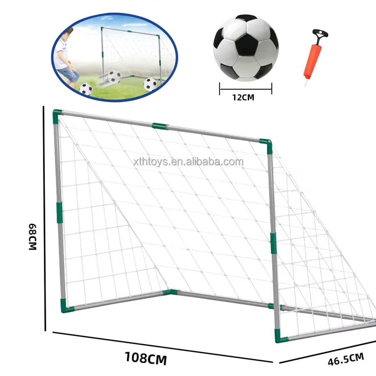 GENERICO - Set de Arco de Fútbol con Balón y Bombín