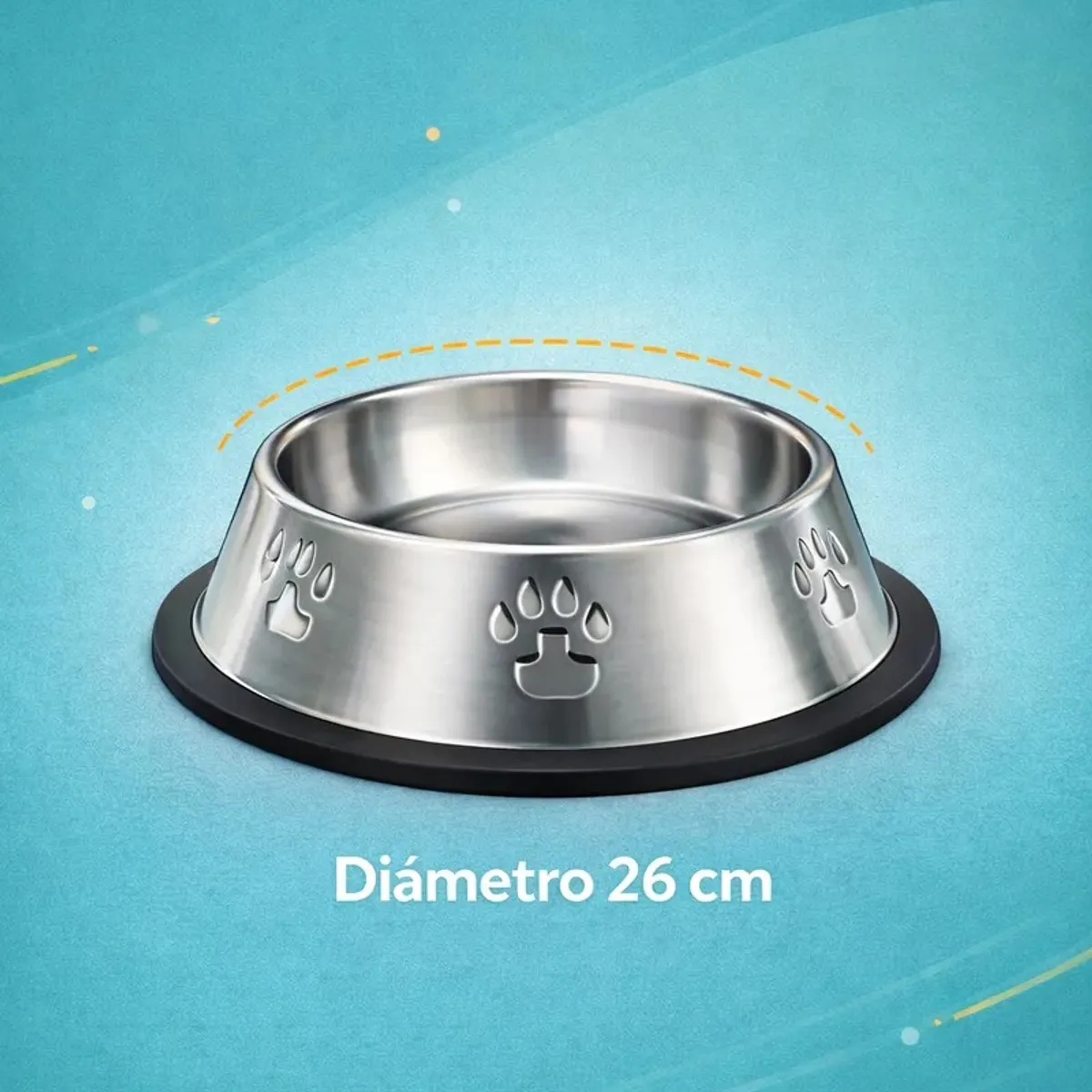 GENERICO - X4 Comedero Perro Platos Para Perros Gatos Mascotas 26cm Plateado