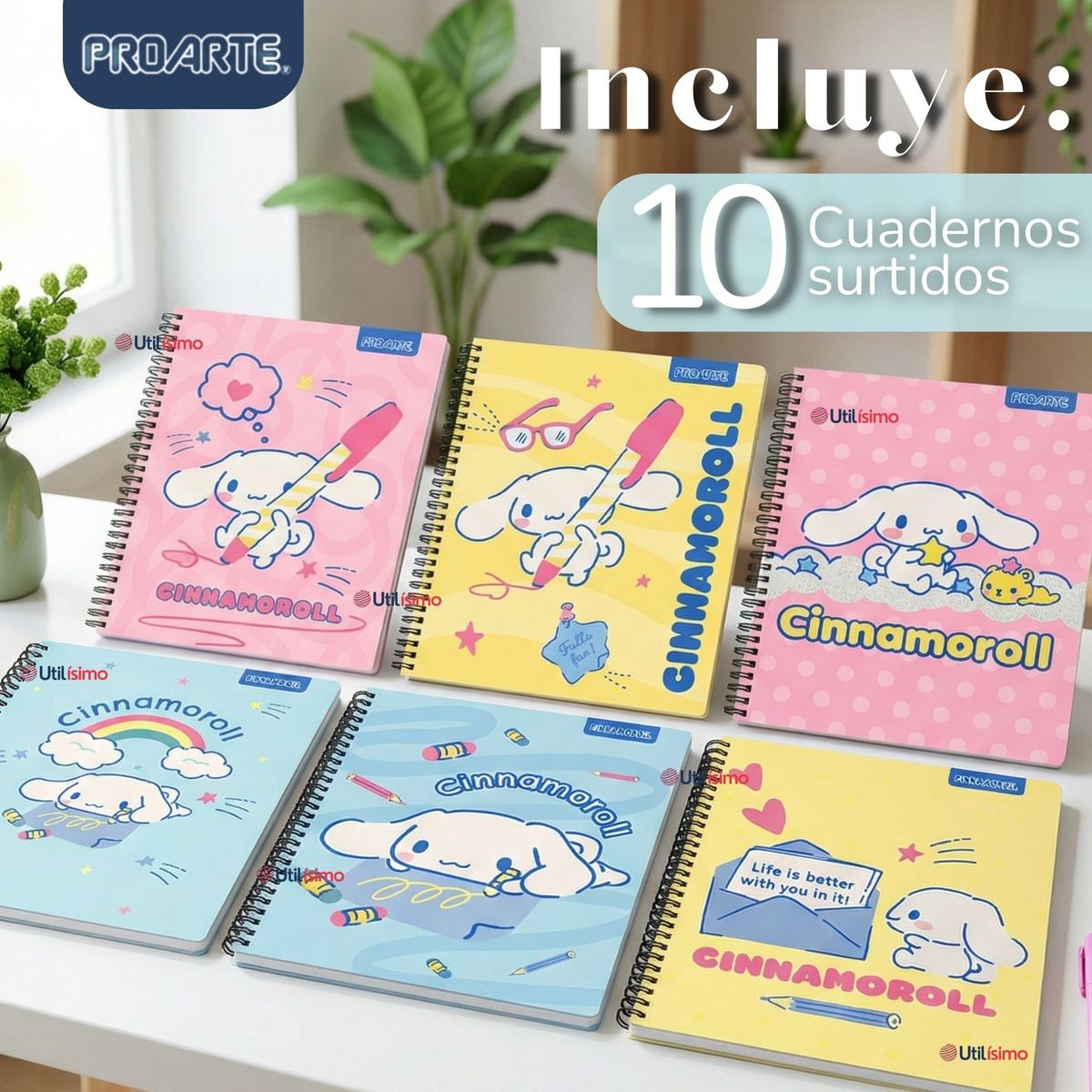 PROARTE - Pack 10 Cuadernos Universitarios Cinnamoroll 100 Hojas Proarte Diseños Surtidos