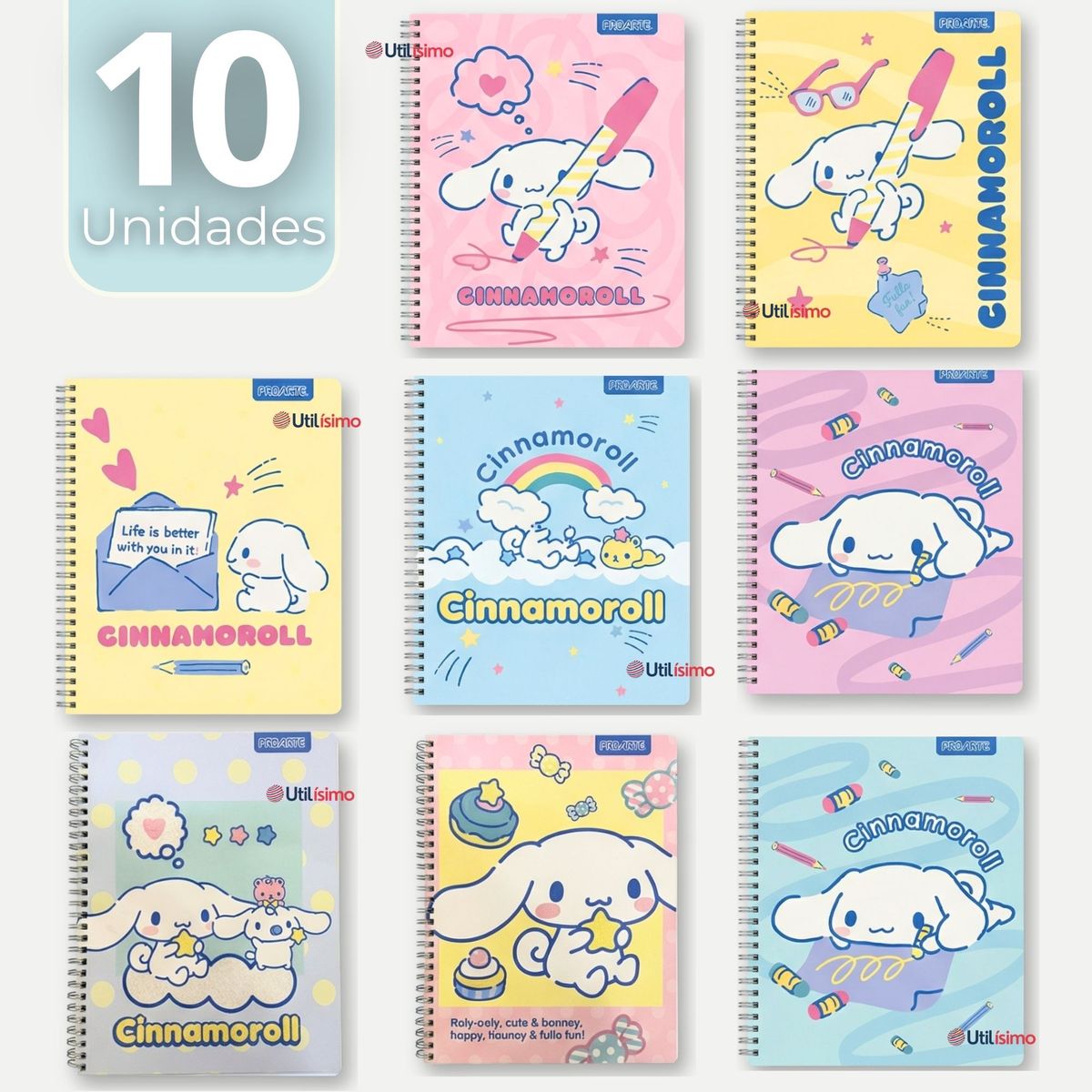 PROARTE - Pack 10 Cuadernos Universitarios Cinnamoroll 100 Hojas Proarte Diseños Surtidos