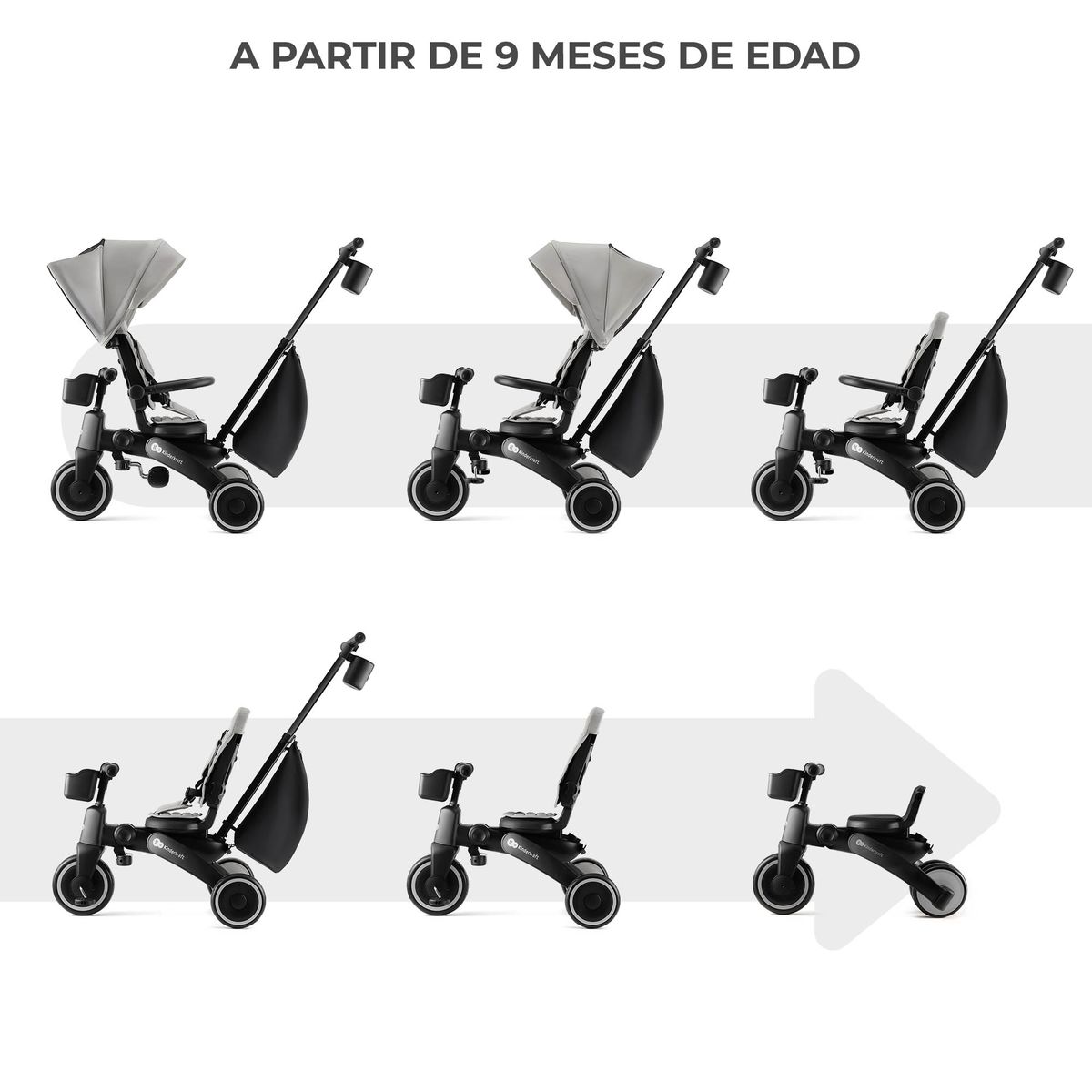 KINDERKRAFT - Triciclo Multifuncional Jazz 6 en 1