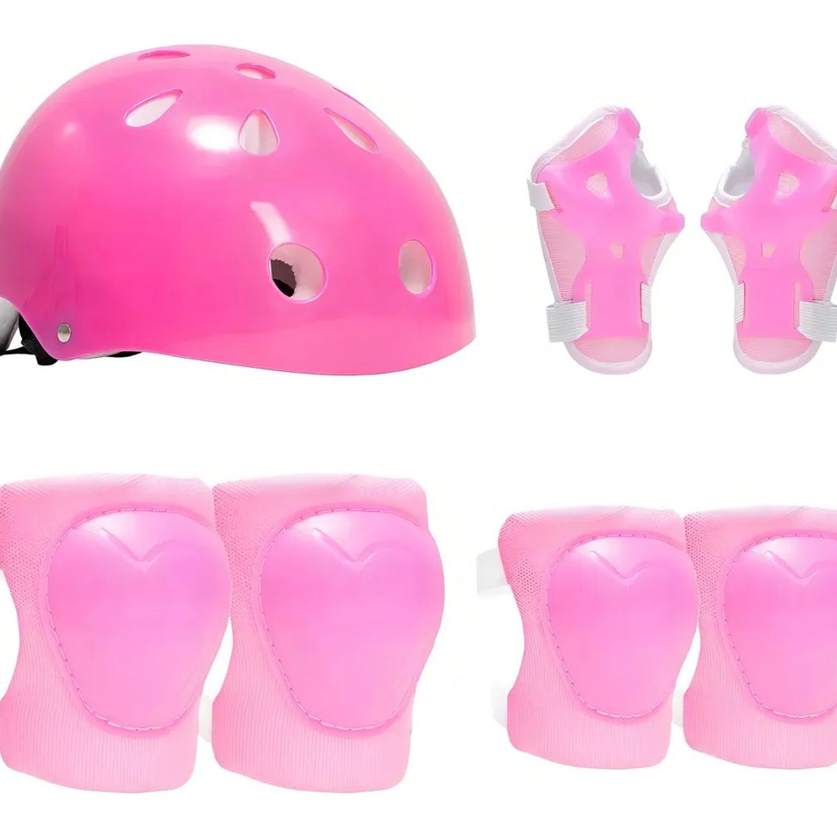 GENERICO - Casco Bicicleta Set Niñas Casco Rodillera+codera+muñequeras Color Rosa Talla S BELUG