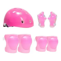 GENERICO - Casco Bicicleta Set Niñas Casco Rodillera+codera+muñequeras Color Rosa Talla S BELUG