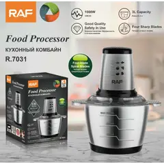 RAF - Procesador de Alimentos Eléctrico 3L con Cuchillas de Acero Inoxidable 1000W