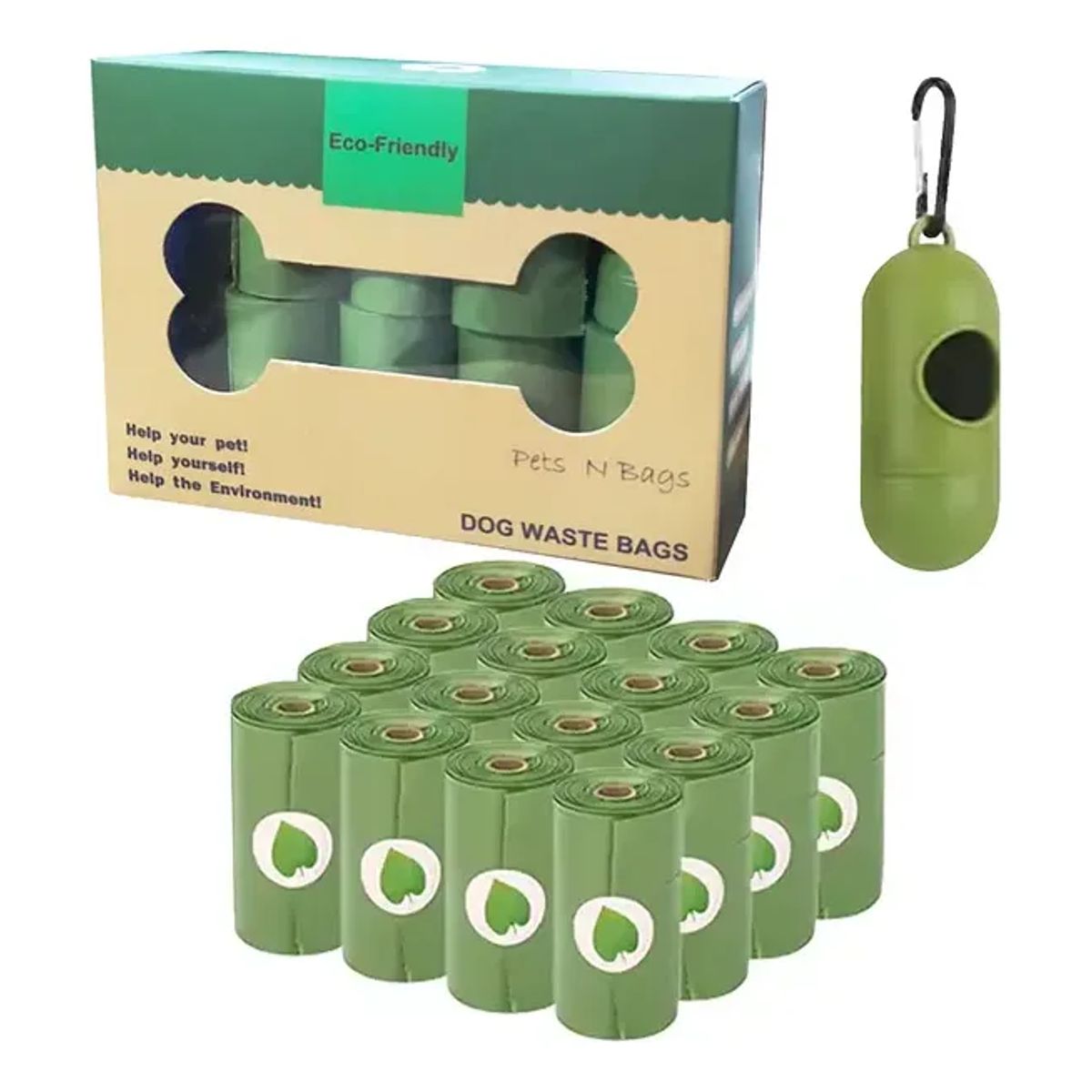 GENERICO - Bolsas Caca Desechos Perro 16 Rollos 240un Con Dispensador Biodegradables Eco
