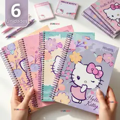PROARTE - Pack 6 Cuadernos Universitario Hello Kitty 150 Hojas Tapa Gruesa Diseños Surtidos
