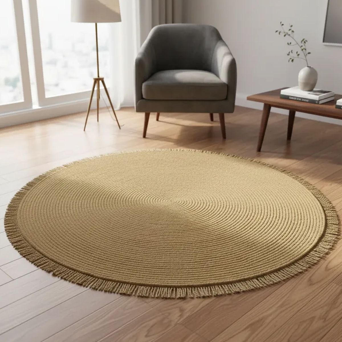 GENERICO - Alfombra Natural Redonda Decoracion Rustica 1m