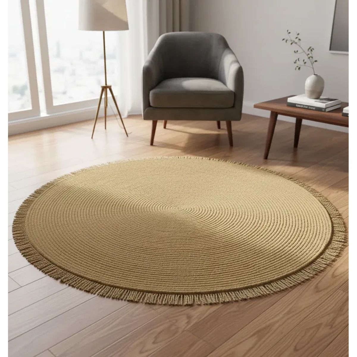 GENERICO - Alfombra Natural Redonda Decoracion Rustica 1m