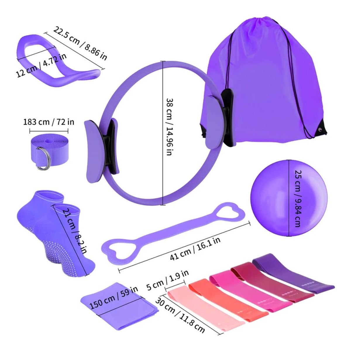 GENERICO - Set 13 Yoga Pilates Elasticas Ring Resistencia Power Bands BELUG