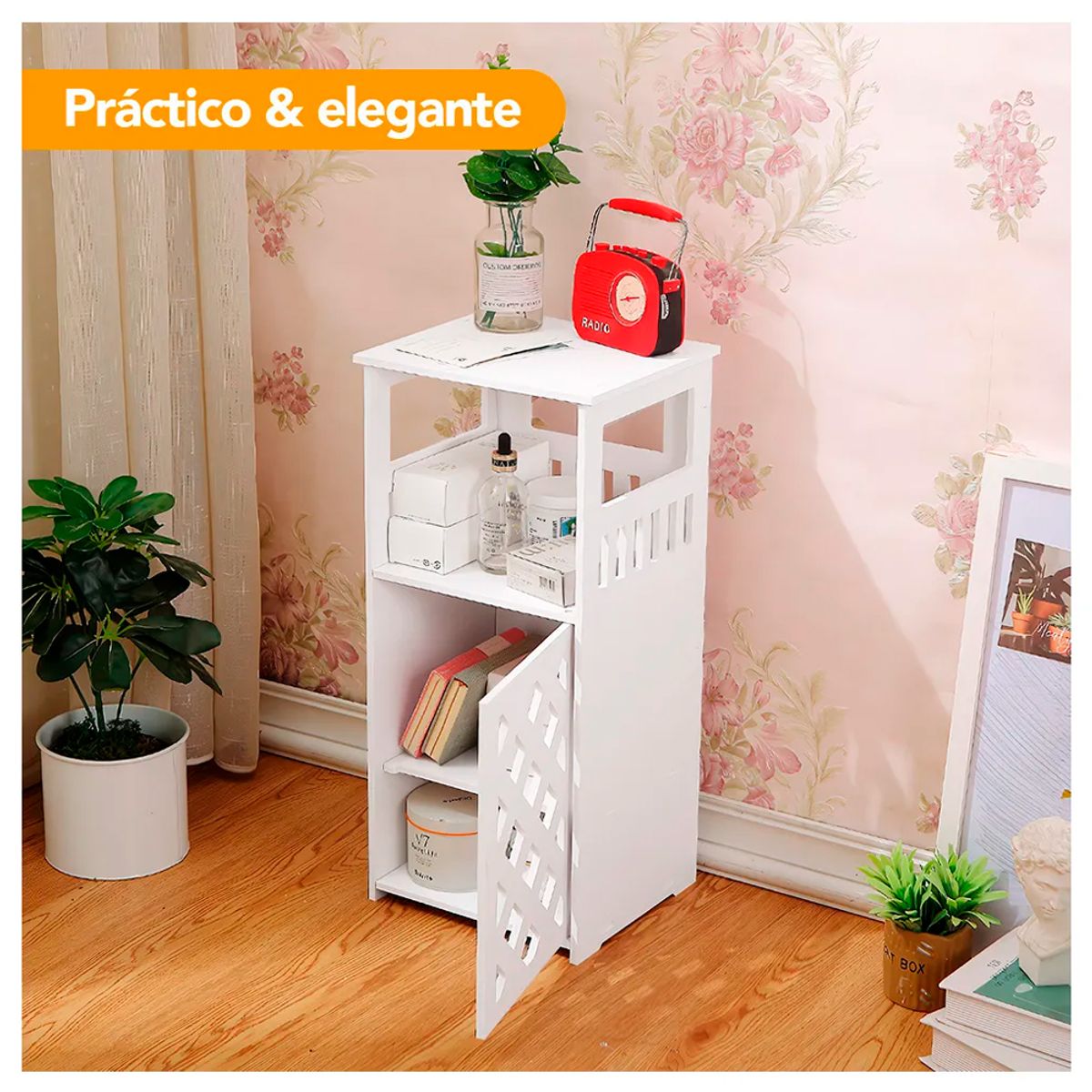 IRM - Organizador Estante Dormitorio Baño Velador Multiuso Blanco