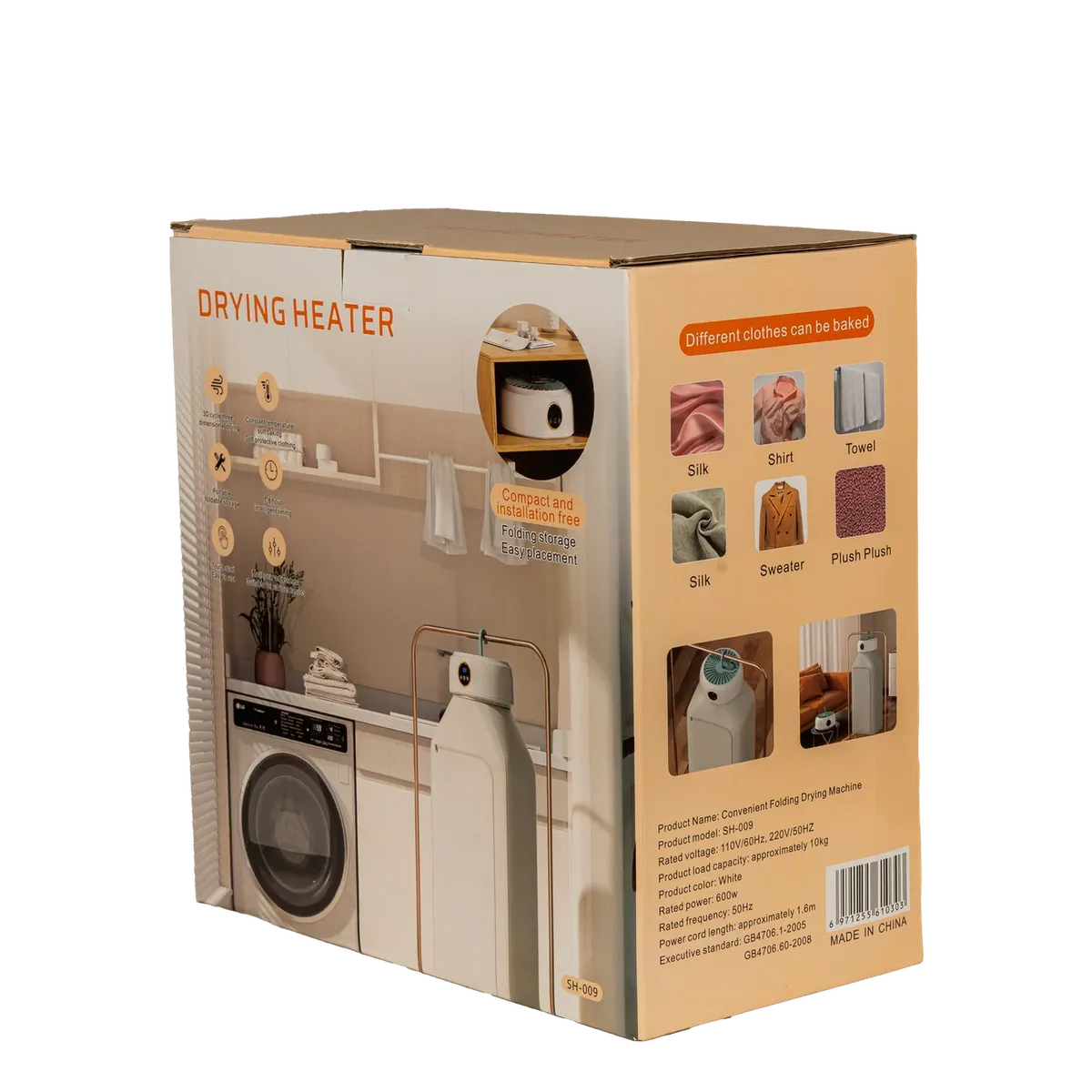 GENERICO - Secadora de Ropa Portátil Eléctrica 600W - Negro Plástico