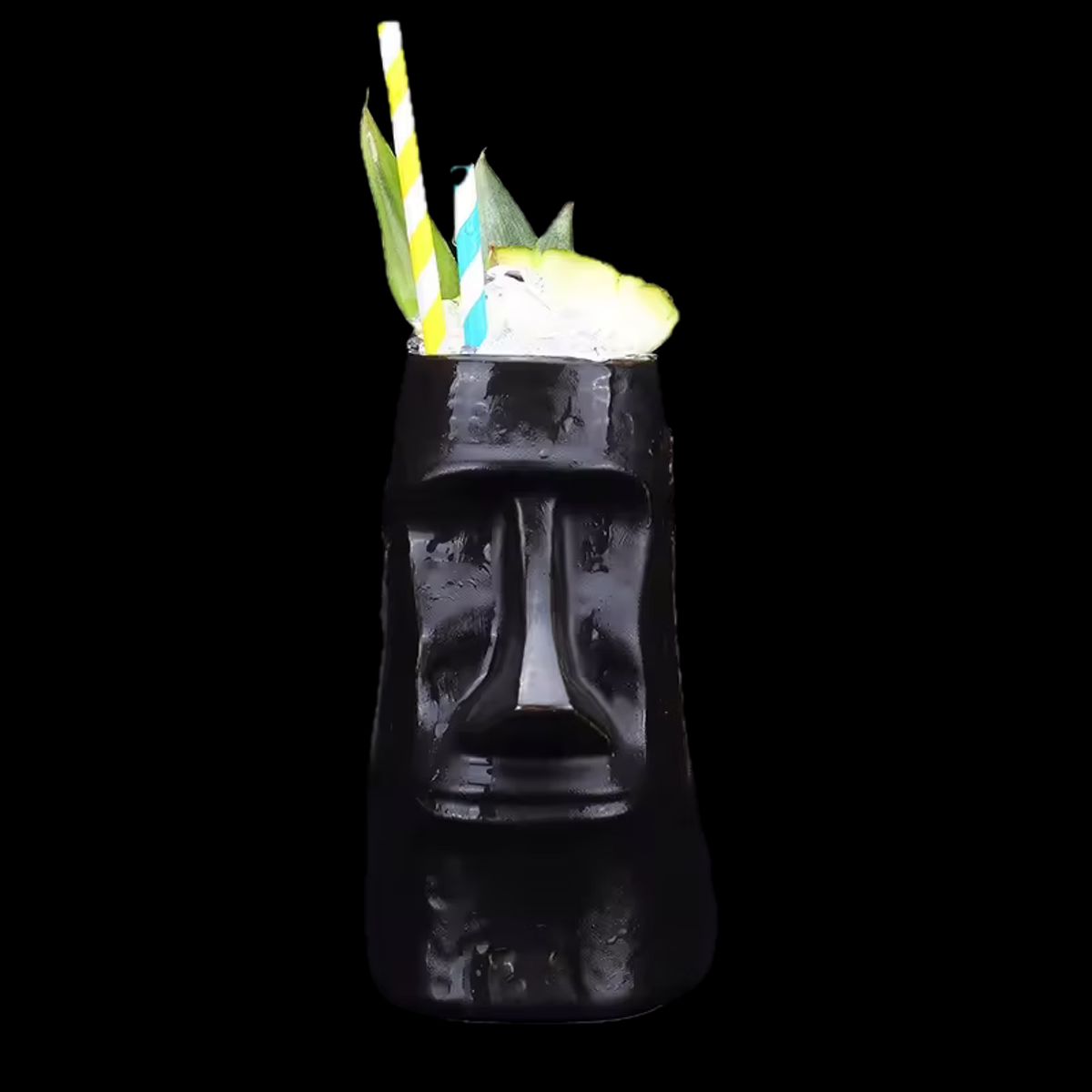 GENERICO - Vaso Tiki Moái Negro - 400 ml Cerámica