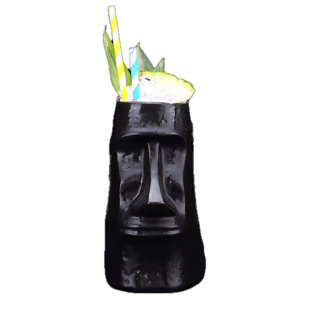 GENERICO - Vaso Tiki Moái Negro - 400 ml Cerámica