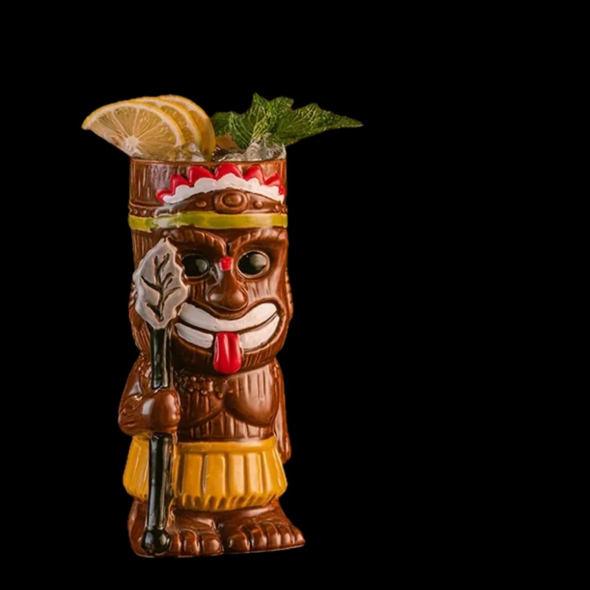 GENERICO - Vaso Tiki Guerrero Polinésico - Azul 400 ml Cerámica
