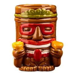 GENERICO - Vaso Tiki Mug Guerrero Frutal - Rojo 400 ml Cerámica