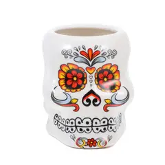 GENERICO - Vaso Tiki Calavera Día de los Muertos - Multicolor 400 ml Cerámica
