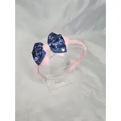 EL ESPACIO DE TOMMY - Cintillo niña rosa lazo azul jeans