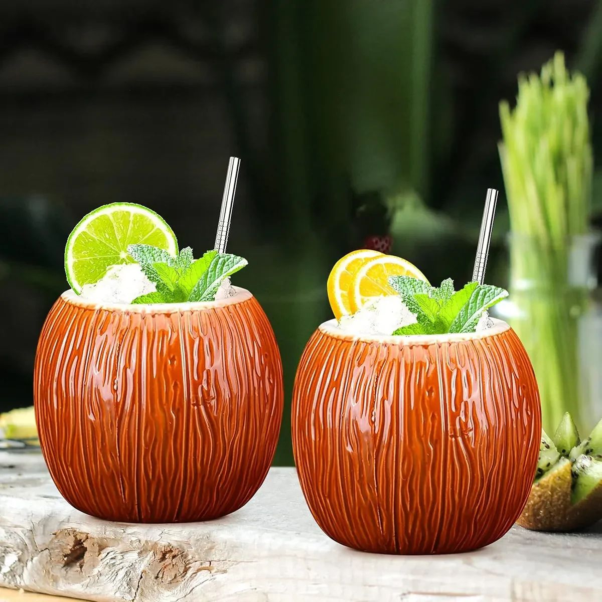 GENERICO - Vaso Tiki Coco Liso - Multicolor 400 ml Cerámica