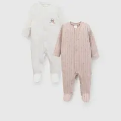 COLLOKY - Pack x2 oso lazos niña blanco Polycotton RN a 6/9M