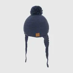 COLLOKY - Gorro pompón cubre orejas niño azul 0/3M a 12/24M