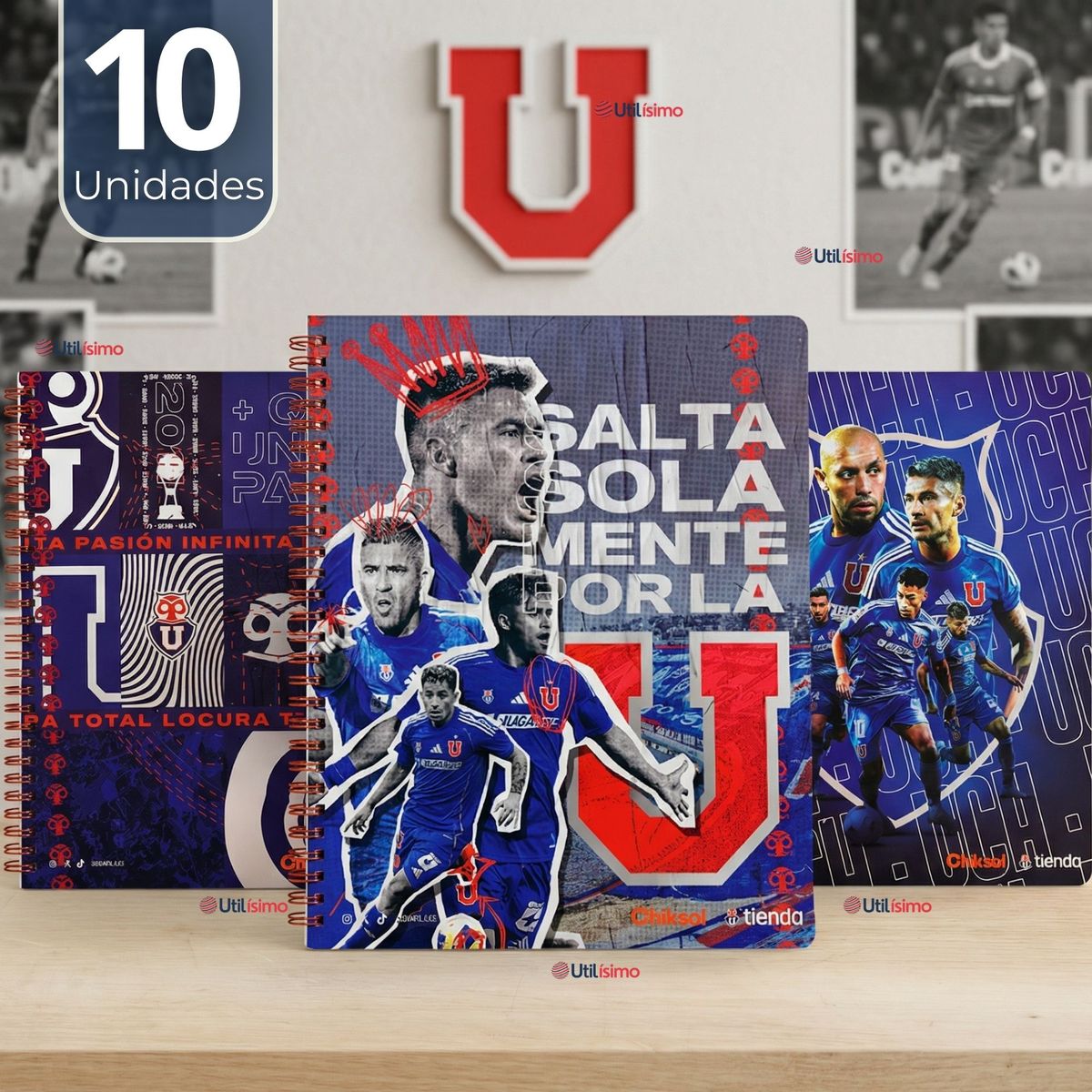 UTILISIMO - Pack 10 Cuadernos Originales Universitario U De Chile 100 Hojas Universidad De Chile