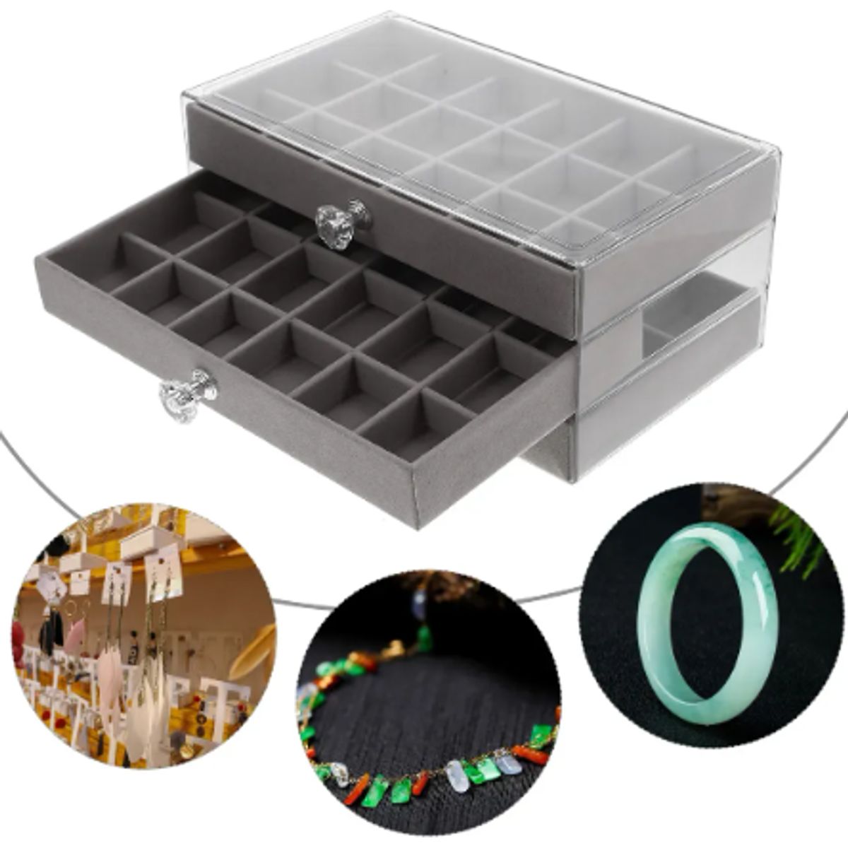 GENERICO - Organizador De Joyas Para Almacenamiento De Collares Anillos Gris