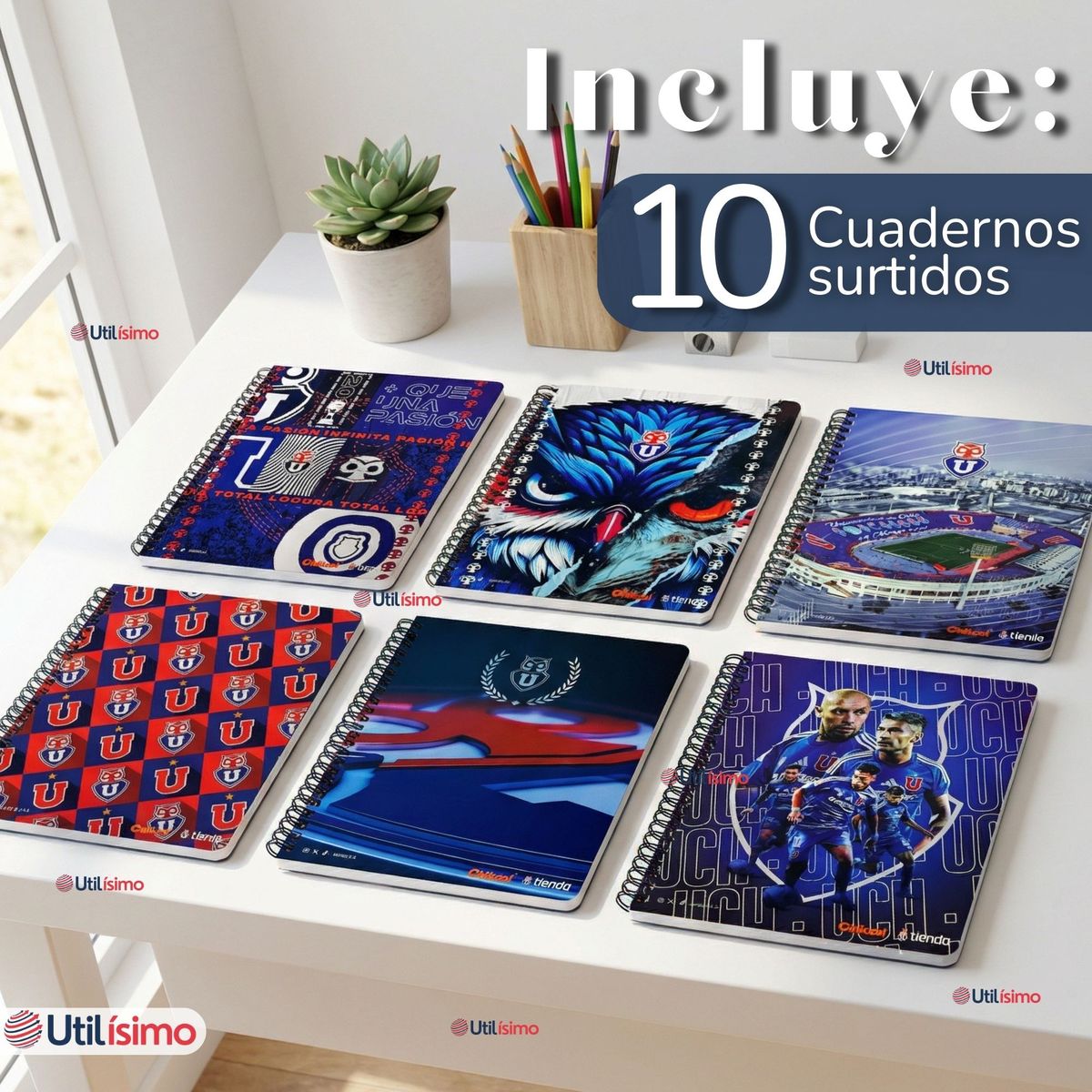 UTILISIMO - Pack 10 Cuadernos Originales Universitario U De Chile 100 Hojas Universidad De Chile
