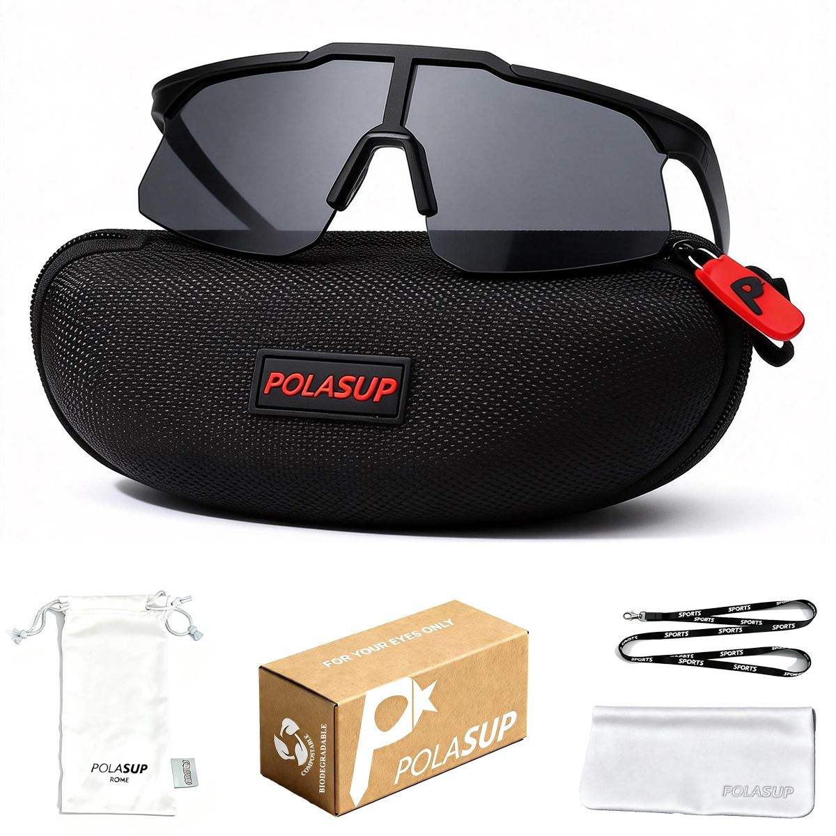 POLASUP - Lentes de Sol POLASUP Deportivos Polarizados UV400 9958P Unisex correr ciclismo