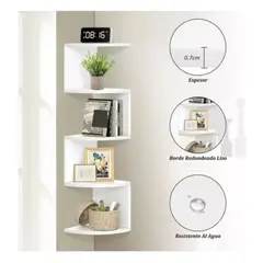 GENERICO - Repisa Esquinera Zig Zag Moderna 5 Niveles De Madera MDF Blanco