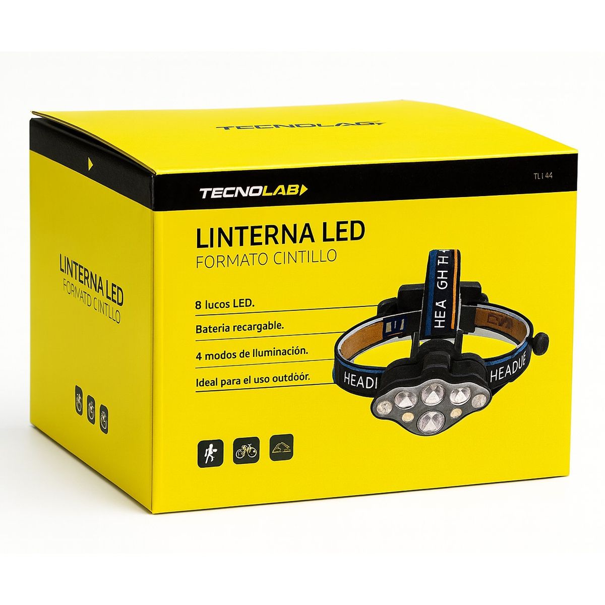TECNOLAB - Linterna Cintillo Led Tecnolab 8 Focos Recargable TL143