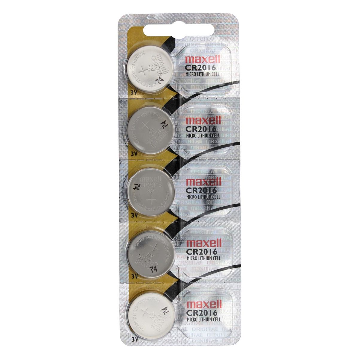 MAXELL - Pack 5 Pilas CR 2016 3v Maxell Tipo Botón Holograma