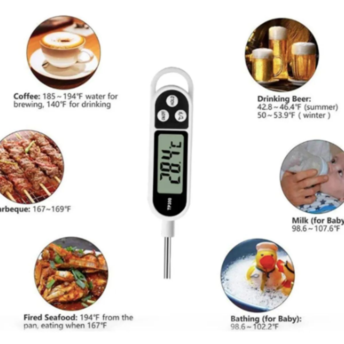 GENERICO - Termómetro Digital De Cocina Para Carne Parrilla Repostería