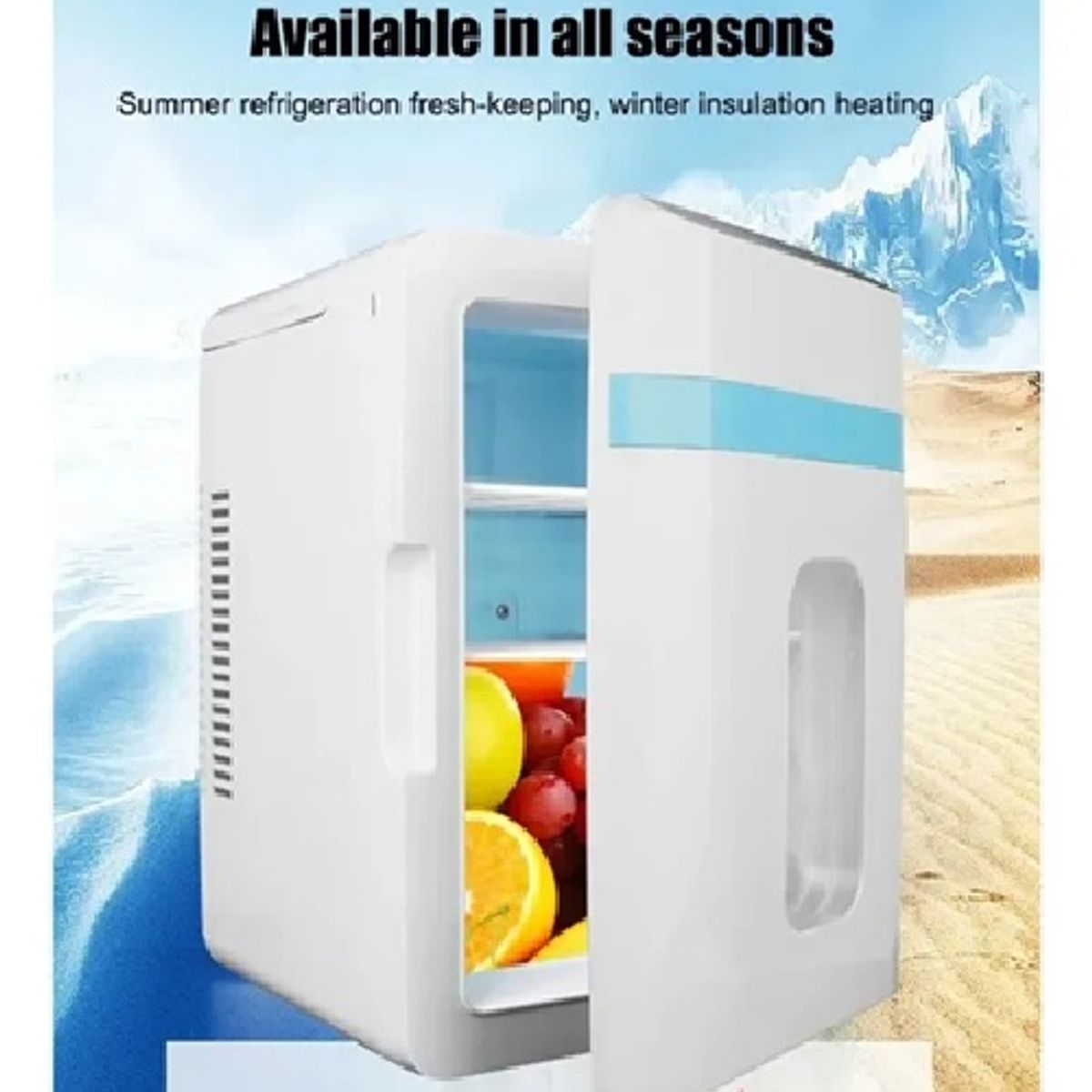 GENERICO - Mini Refrigerador 12 Litros Portatil Auto 12v Casa 220w BLANCO