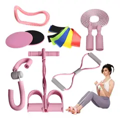 GENERICO - Pilates Y Yoga Bandas Elásticas De Resistencia Kit 11 Pzas Rosa Claro BELUG