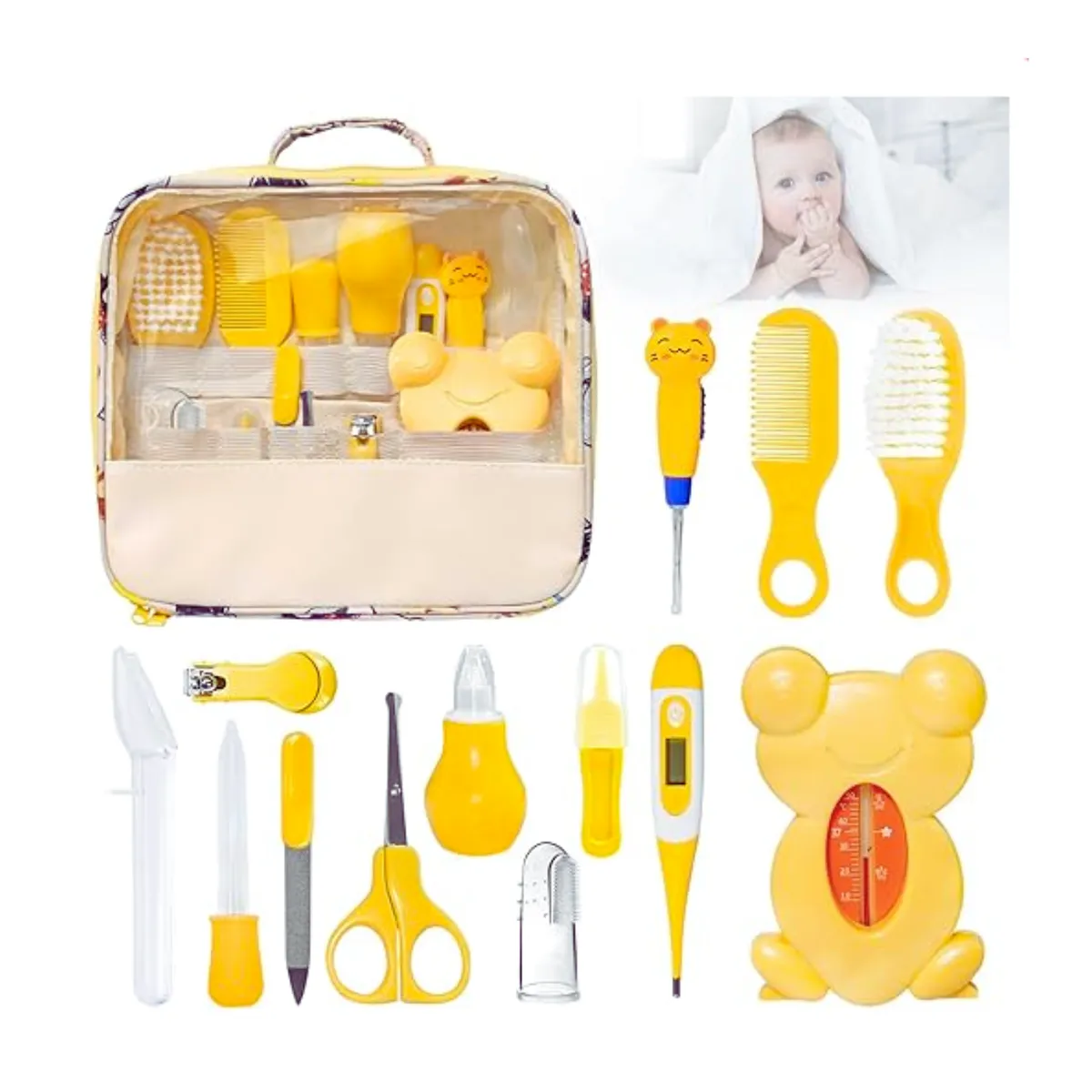 GENERICO - Kits de Higiene para Bebe de 13 Piezas en Amarillo