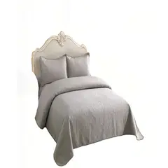 GENERICO - CUBRECAMA QUILT DE VERANO 1,5 PLAZAS CON POMPON COLOR GRIS