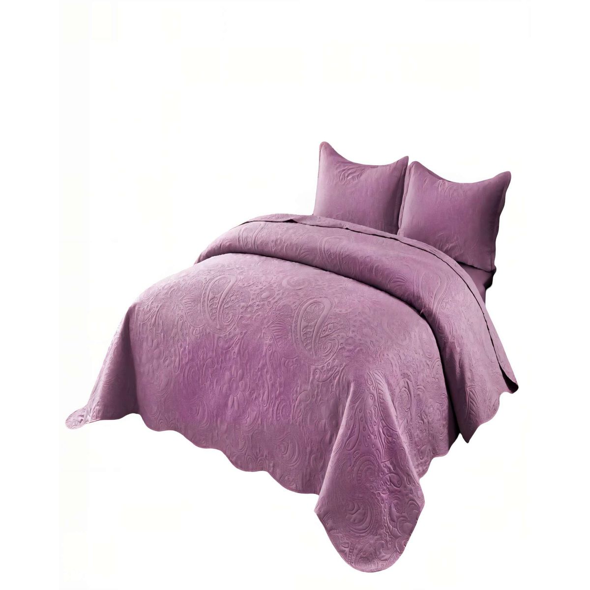 GENERICO - CUBRECAMA QUILT DE VERANO 2 PLAZAS CON RELIEVE COLOR MORADO