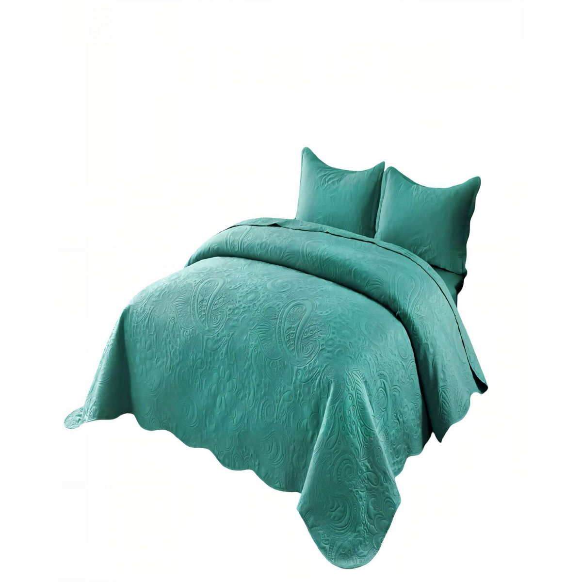 GENERICO - CUBRECAMA QUILT DE VERANO 2 PLAZAS CON RELIEVE COLOR TURQUESA_.