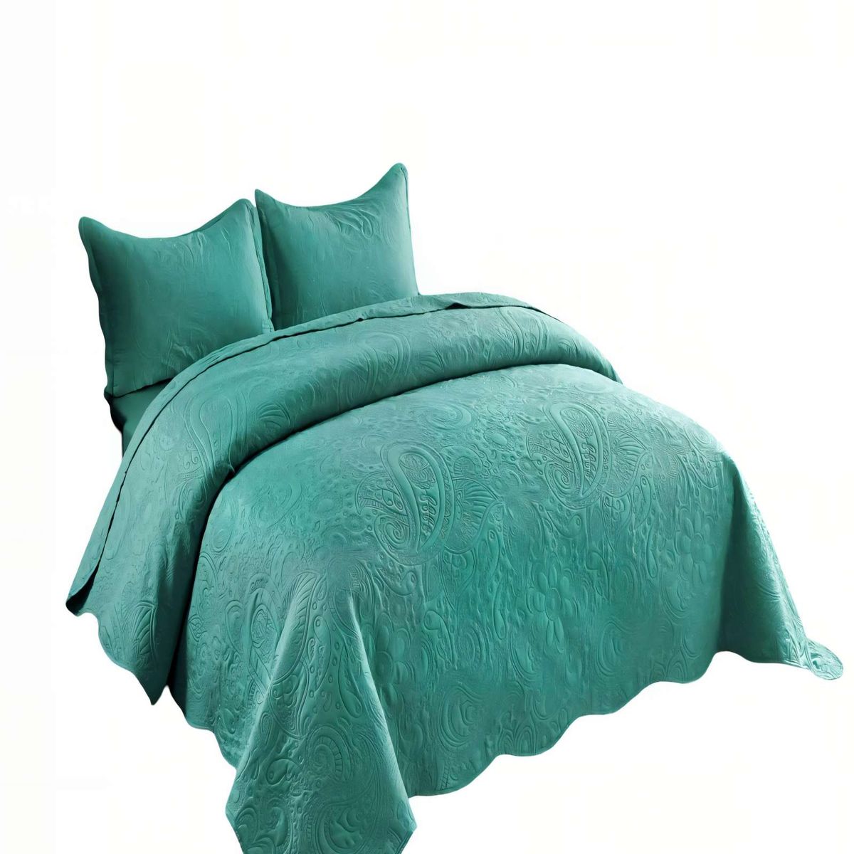 GENERICO - CUBRECAMA QUILT DE VERANO 2 PLAZAS CON RELIEVE COLOR TURQUESA_.