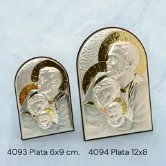 GENERICO - Cuadro de plata coloreada Italiano de La Sagrada Familia