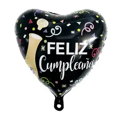 GENERICO - Globo metalizado corazón feliz cumpleaños 45cm