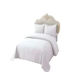 GENERICO - CUBRECAMA QUILT DE VERANO KING CON POMPON COLOR BLANCO