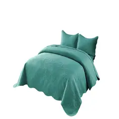 GENERICO - CUBRECAMA QUILT DE VERANO KING CON RELIEVE COLOR TURQUESA