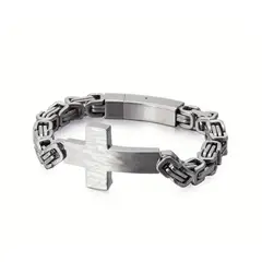 GENERICO - ️ Pulsera Cruz Imperium Silver Acero Inoxidable Premium