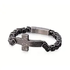 GENERICO - ️ Pulsera Cruz Imperium Black Steel Acero Inoxidable Premium