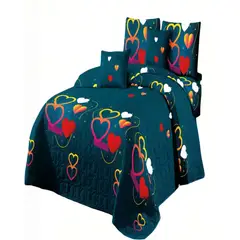 GENERICO - QUILT CUBRECAMA DE VERANO 1,5 PLAZAS CON DISENO 2