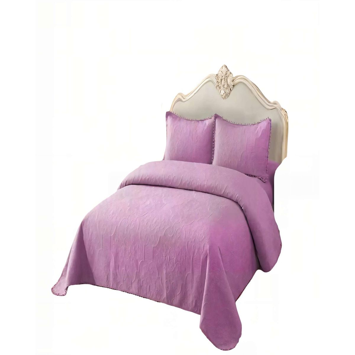 GENERICO - QUILT CUBRECAMA DE VERANO 1,5 PLAZAS CON POMPON COLOR MORADO